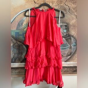 Evernew Pink Tiered Mini Dress